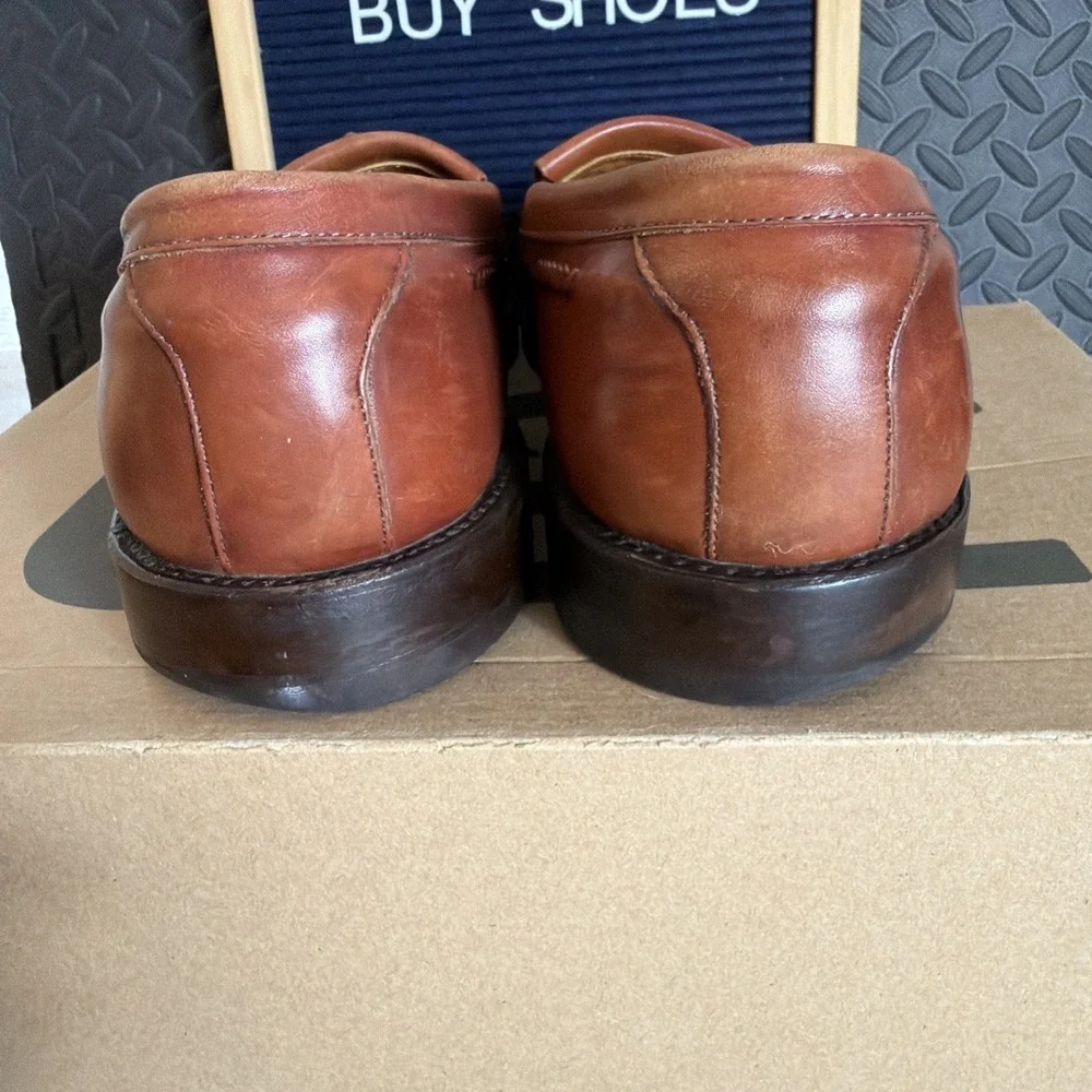 Allen Edmonds Cody Tassel Loafers Men's 10.5 B Brown Woven Leather Kiltie Shoes